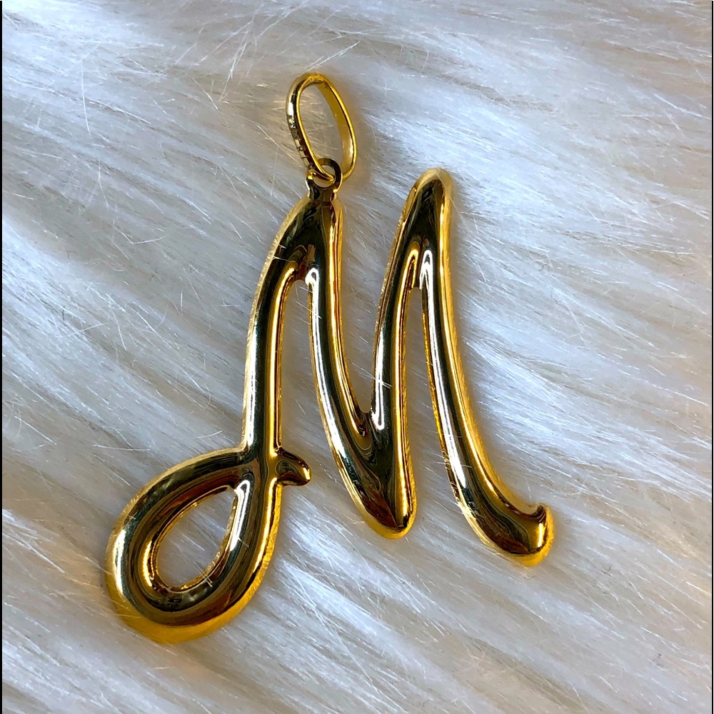 18k Real Saudi Gold Letter M Pendant